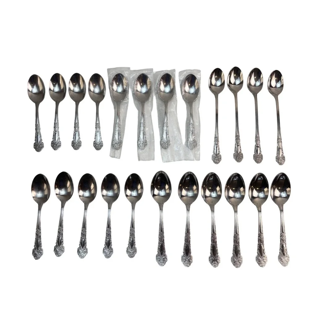 23 PCs Reed & Barton 18/10 Stainless Flatware Renaissance Tsp Oval Soup Iced Tea